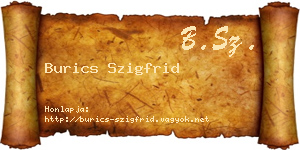 Burics Szigfrid névjegykártya